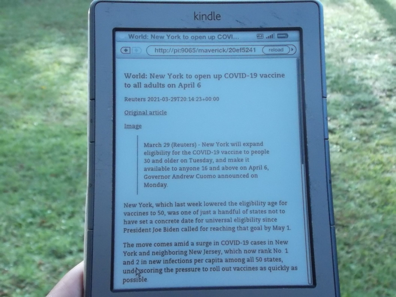 Kindle 3 viewing Gemini content via Kineto proxy